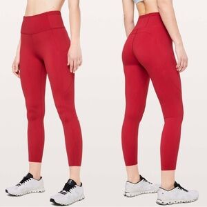 Lululemon Fast & Free 7/8 Tight II *Non-Reflective Nulux 25" Dark Red Size 6​​